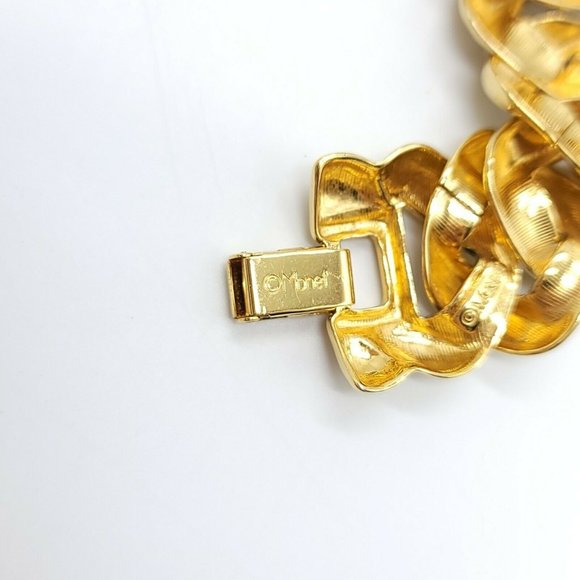 Monet Textured Gold Tone Puffy Chain Link Vintage - Picture 4 of 4